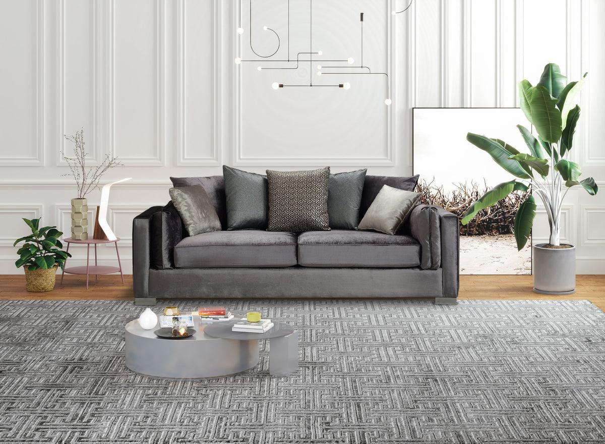 Front view of Skylar velvet sofa and loveseat set