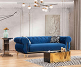 Detail of loveseat armrest and fabric texture