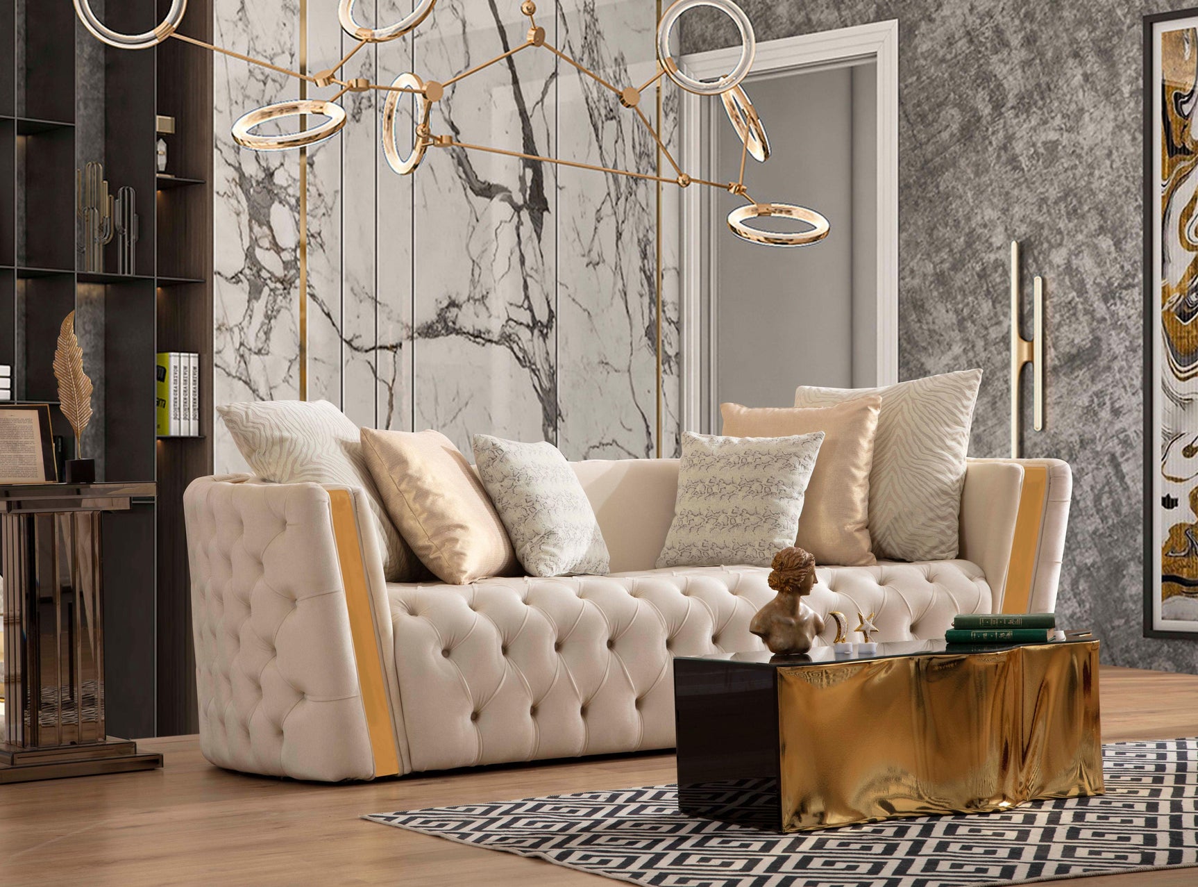 Side view of sofa showing silhouette