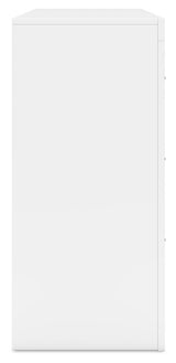 Binterglen White 6-Drawer Dresser — side view