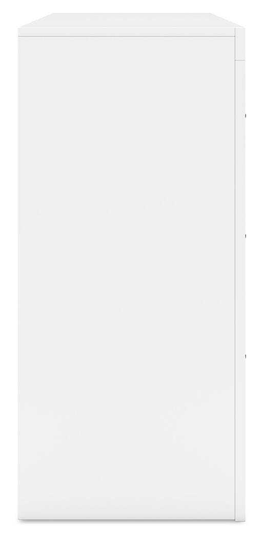 Binterglen White 6-Drawer Dresser — side view
