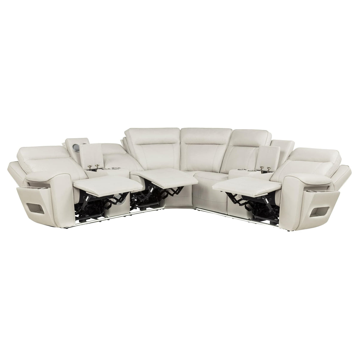 Rojas 3-Piece Dual Power L-Shaped Sectional Sofa with Bluetooth Greige — product image 3