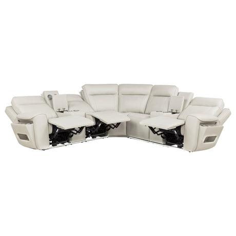 Rojas 3-Piece Dual Power L-Shaped Sectional Sofa with Bluetooth Greige — product image 3
