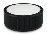 Matte Black Faux Carrara Marble Coffee Table with Casters — product image 3