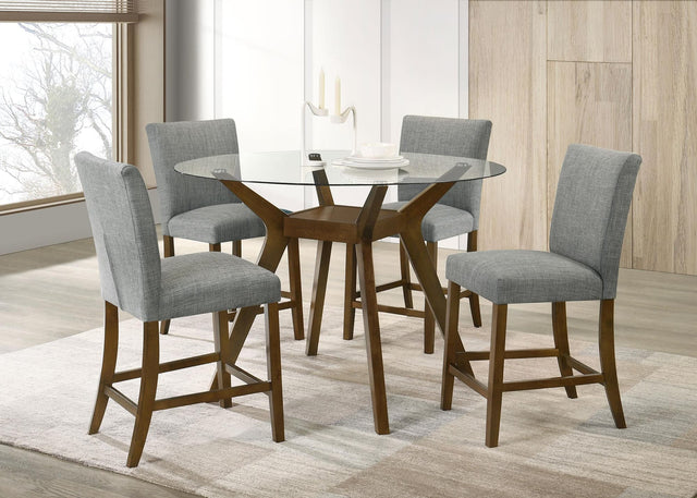 Paxton 5-Piece Round Glass Top Counter Height Dining Set Grey — product view