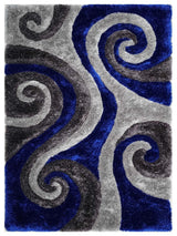 3D Electric Blue 5x7 Rug full view