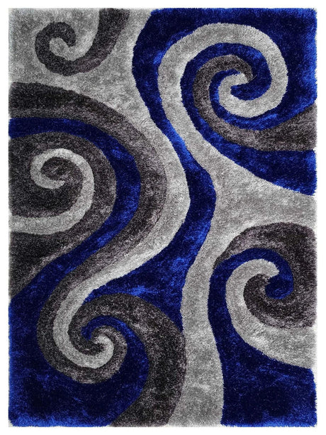 3D Electric Blue 5x7 Rug full view