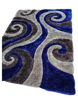 3D Electric Blue rug displayed in room setting