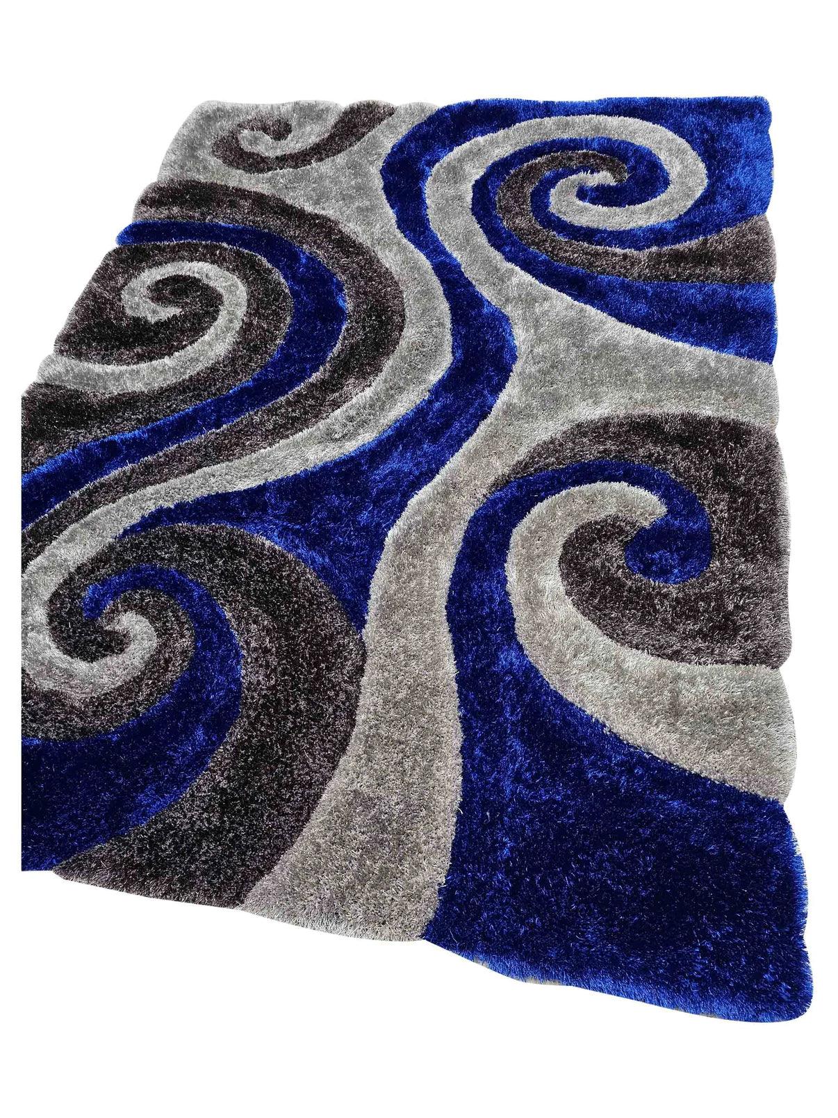 3D Electric Blue rug displayed in room setting
