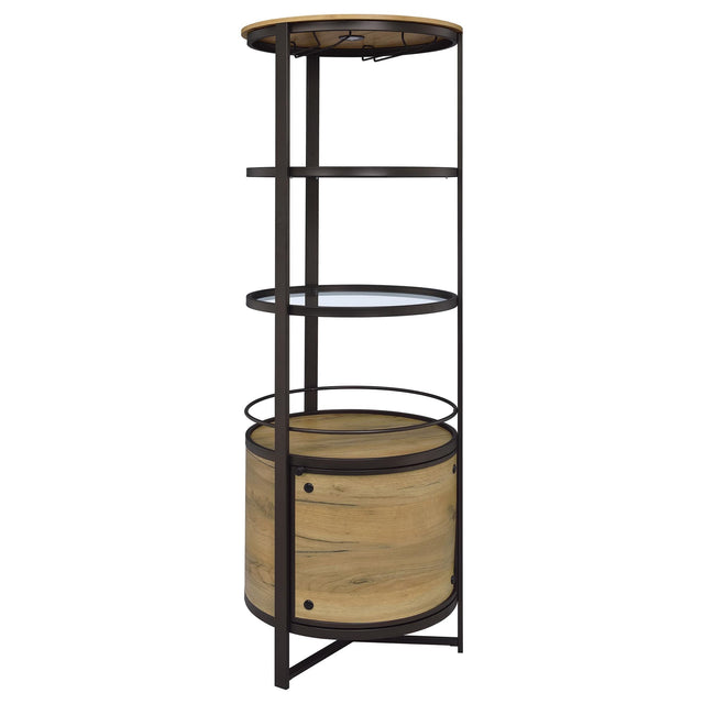 Ritter Round LED Bar Wine Storage Cabinet Rustic Oak — product view