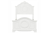 Dresser with multiple drawers and round traditional mirror