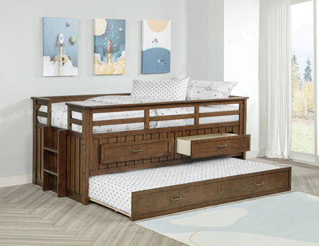 Carlsbad wood twin captain's bed side angle