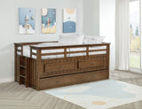 Bed trundle pulled out showing extra sleeping space