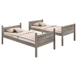 Ryder Twin Over Twin Bunk Bed Weathered Taupe close-up of wood finish