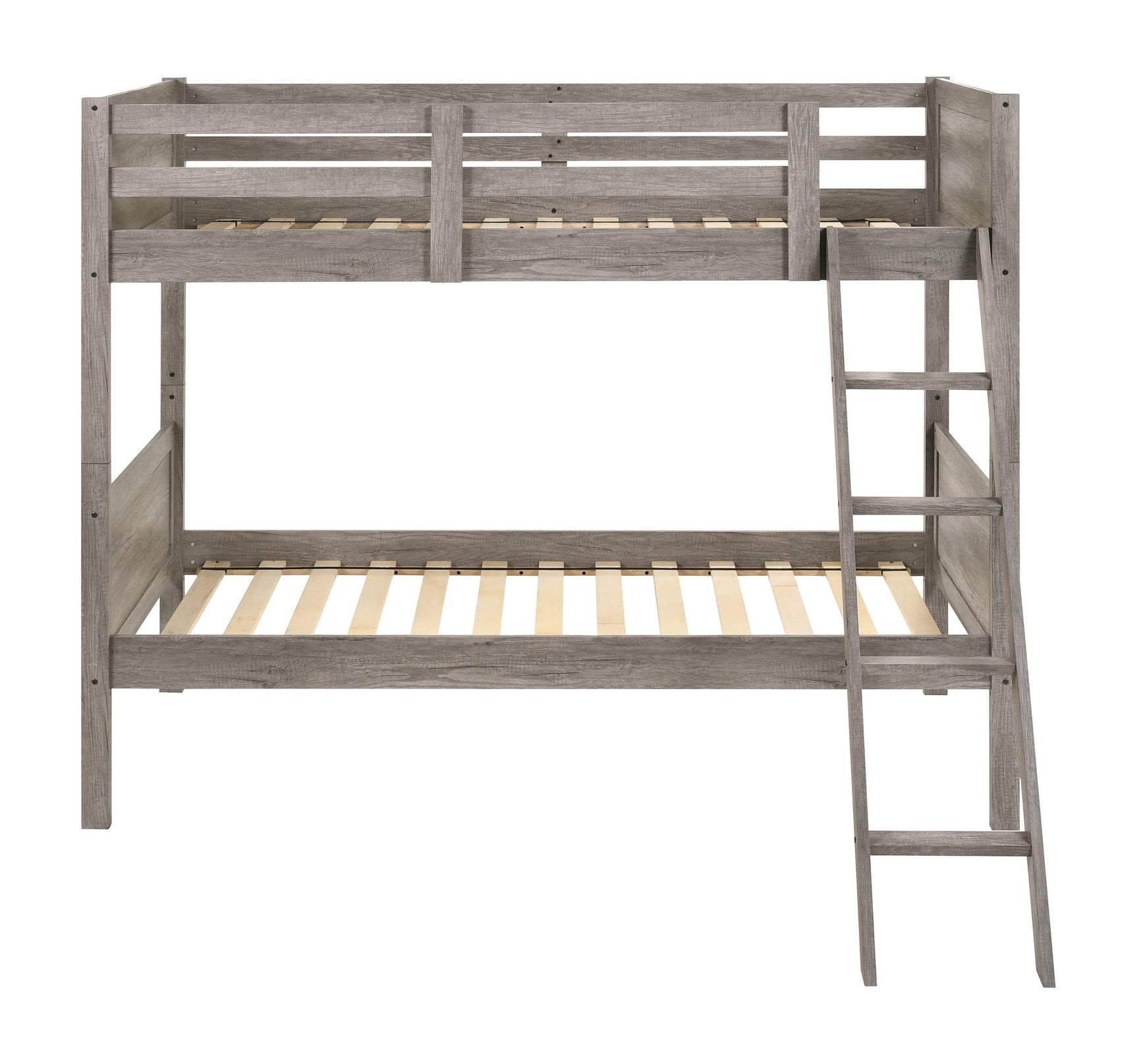 Ryder Twin Over Twin Bunk Bed Weathered Taupe guardrails