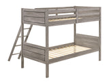 Ryder Twin Over Twin Bunk Bed Weathered Taupe top bunk view
