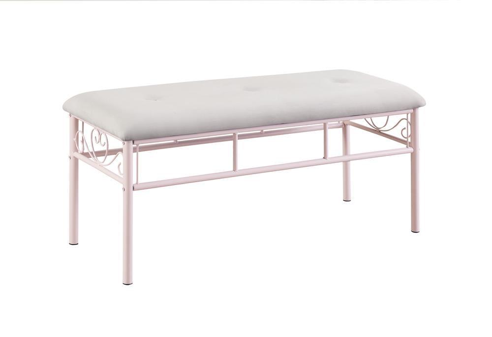 Side view of Massi Tufted Upholstered Bench powder pink