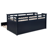 Carlsbad Wood Twin Captain's Bed in navy blue with trundle and drawers