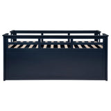 Carlsbad Wood Twin Captain's Bed in navy blue with trundle and drawers