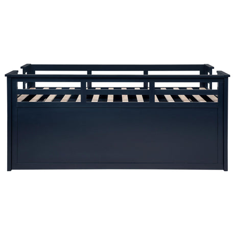 Carlsbad Wood Twin Captain's Bed in navy blue with trundle and drawers
