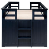 Carlsbad Wood Twin Captain's Bed in navy blue with trundle and drawers