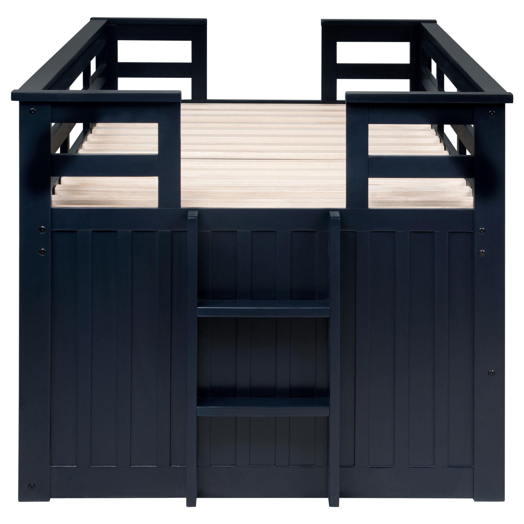Carlsbad Wood Twin Captain's Bed in navy blue with trundle and drawers