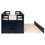 Carlsbad Wood Twin Captain's Bed in navy blue with trundle and drawers