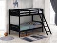 Littleton black twin/twin bunk bed front angle