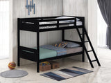 Littleton black twin/twin bunk bed front angle
