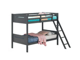 Side view of Littleton Twin/Twin Grey Bunk Bed with ladder