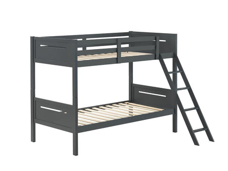 Close-up of angled ladder and top guardrail on Littleton Bunk Bed
