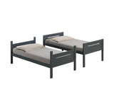 Full assembled Littleton Twin/Twin Grey Bunk Bed in room setting