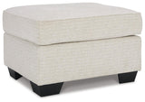 Cashton Snow Chenille Ottoman - Ella Furniture