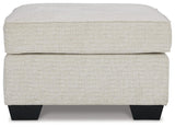 Cashton Snow Chenille Ottoman - Ella Furniture