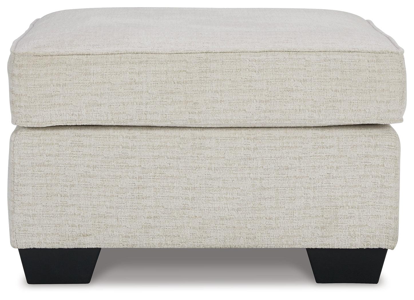 Cashton Snow Chenille Ottoman - Ella Furniture