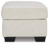 Cashton Snow Chenille Ottoman - Ella Furniture