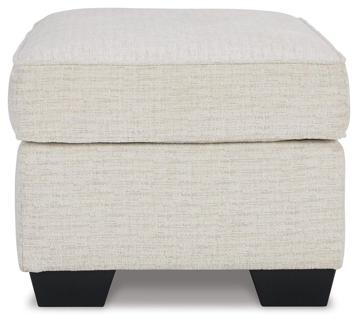 Cashton Snow Chenille Ottoman - Ella Furniture