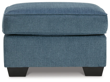 Top view showcasing seating and cushions on Cashton Blue Sofa set