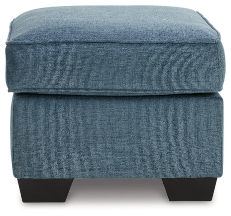 Side view of Cashton Blue Sofa showing clean lines
