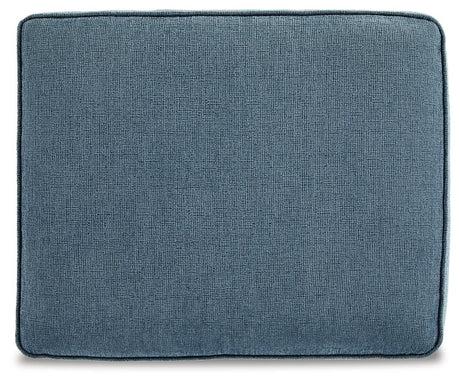 Cashton Blue Chenille Ottoman detailed view of upholstery texture