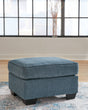 Cashton Blue Chenille Ottoman - Ella Furniture