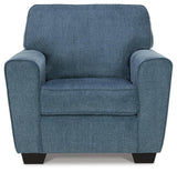 Cashton Blue Chenille Chair - Ella Furniture