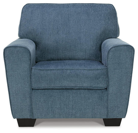 Cashton Blue Chenille Chair head-on view