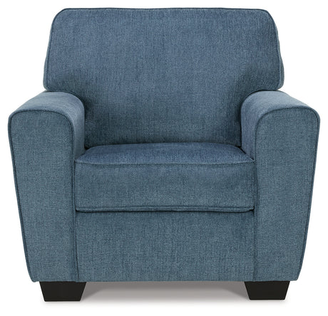 Main frontal image of Cashton Blue Chair and Ottoman