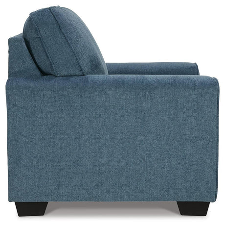 Cashton Blue Chenille Chair side view
