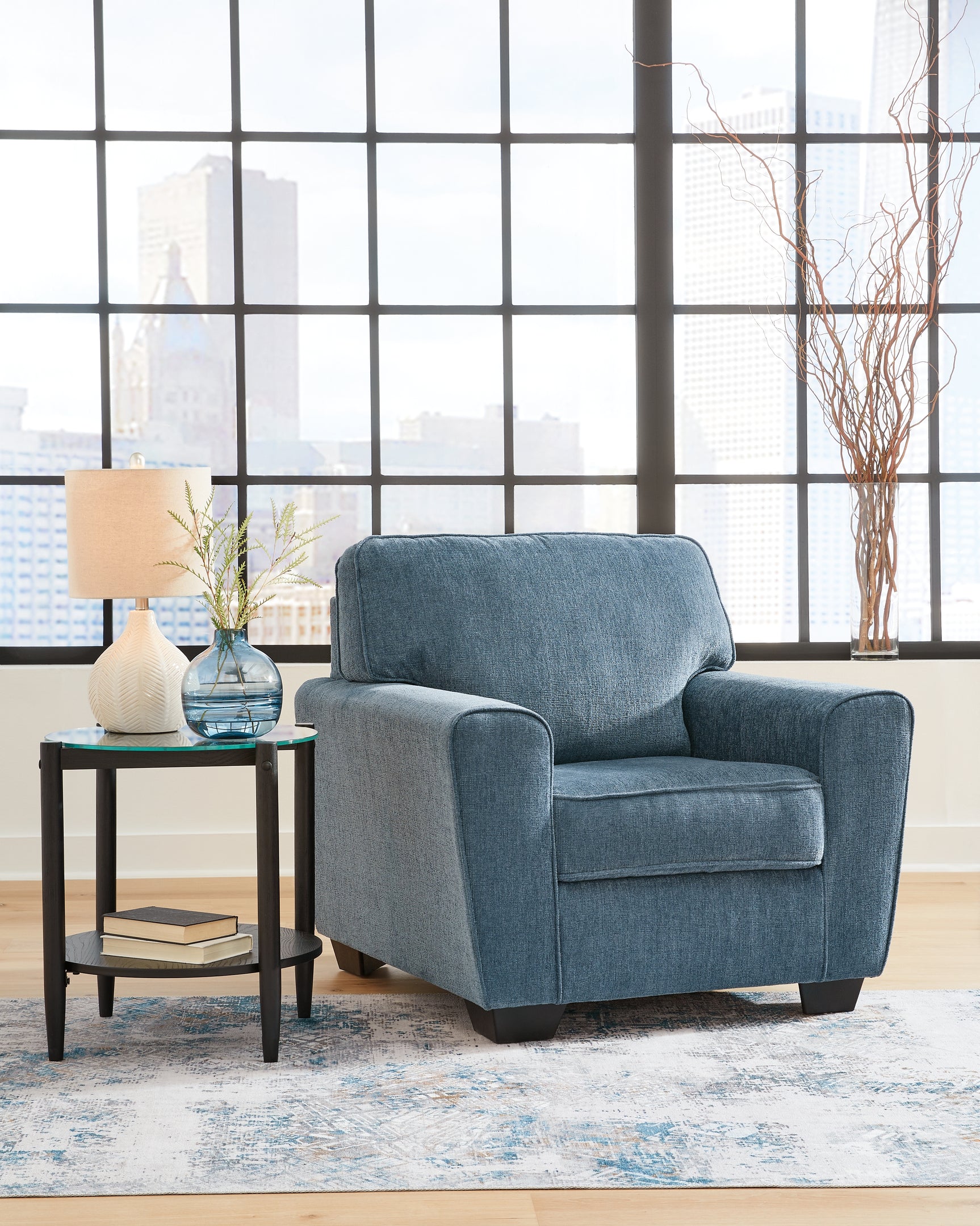 Cashton Blue Sofa, Loveseat, Chair and Ottoman