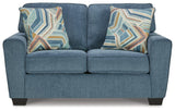 Cashton Blue Chenille Loveseat - Ella Furniture