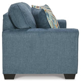 Cashton Blue Chenille Loveseat - Ella Furniture