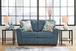 Cashton Blue Chenille Loveseat - Ella Furniture