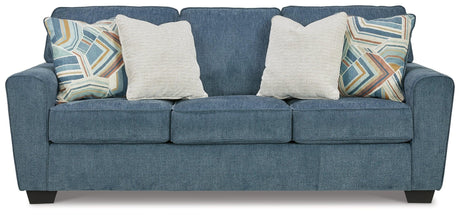 Close-up detail of Cashton Blue chenille upholstery
